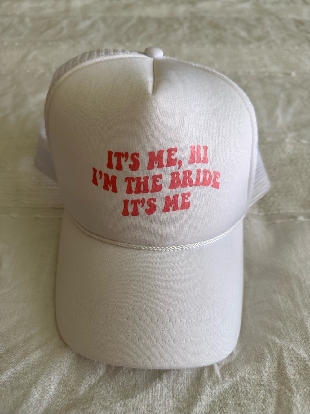 White Trucker Hat with Pink 'I'M THE BRIDE' Slogan